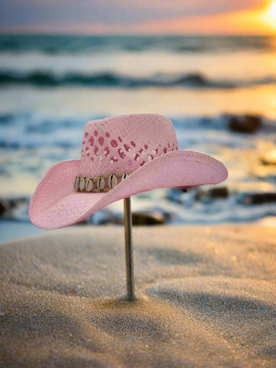 Women's Cowboy Hat Pink with Shells