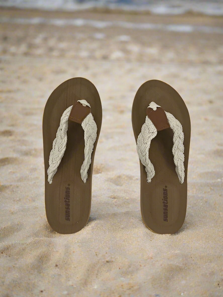 Women's Flip Flop White Braid Solid