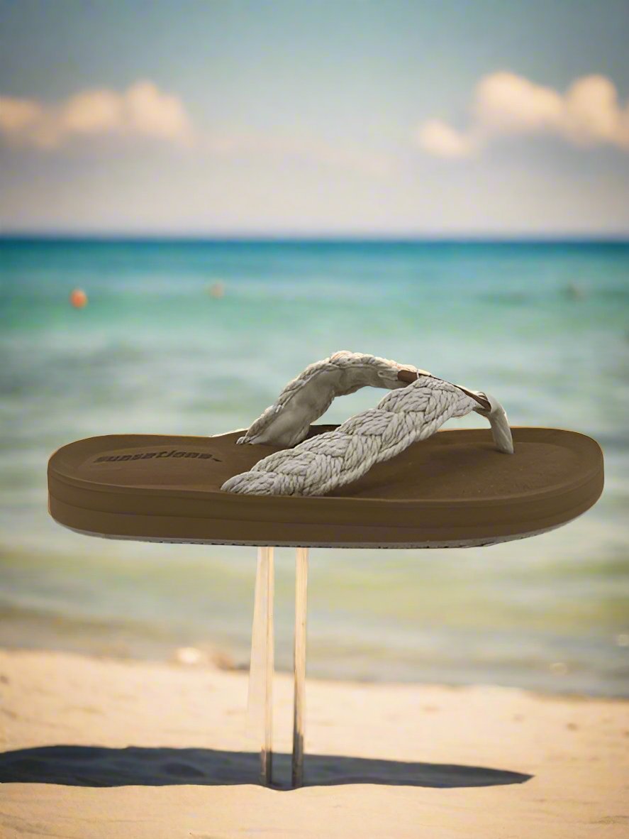 Women's Flip Flop White Braid Solid