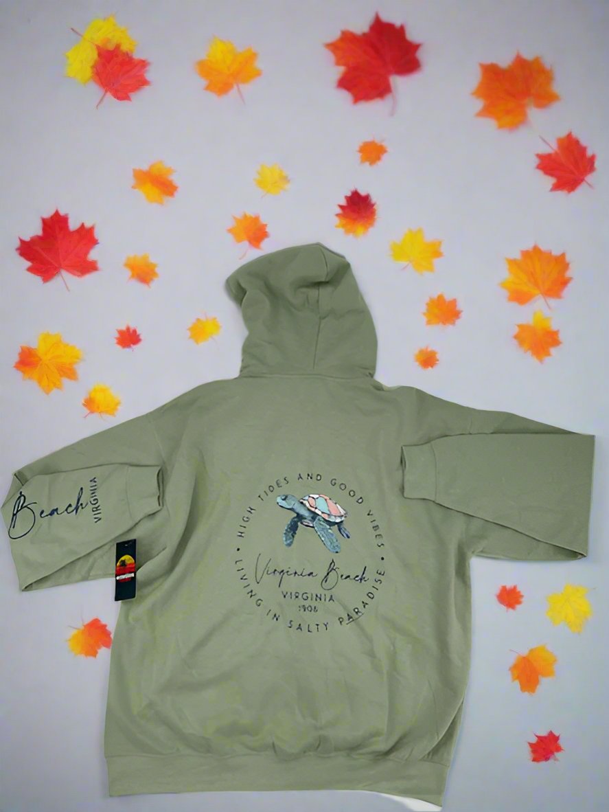Pastel Green Hoodie Turtle Design