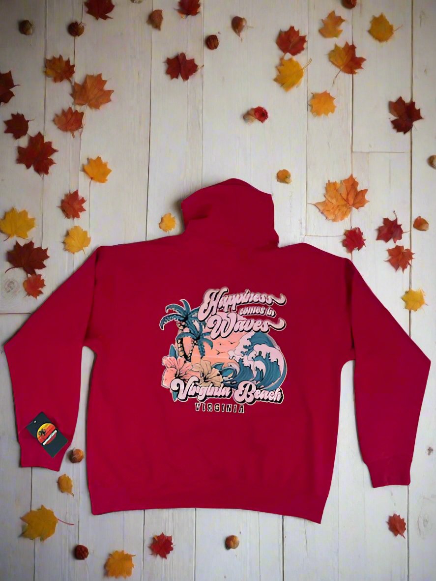 Adult Pullover Hoody Happiness Comes In Waves