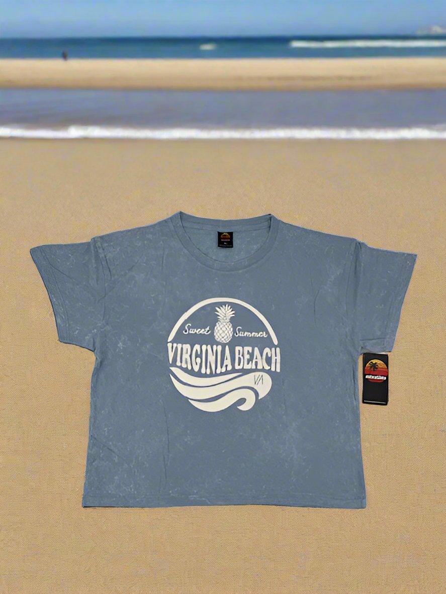 Women's Mineral Washed Tee Shirt Light Blue