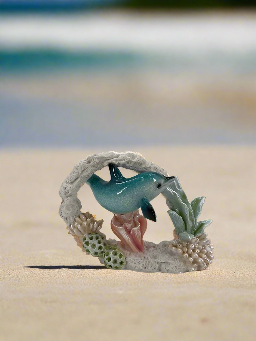 Dolphin Figurine in Coral Reef