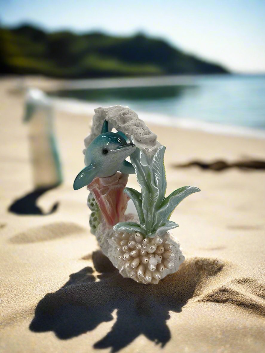 Dolphin Figurine in Coral Reef