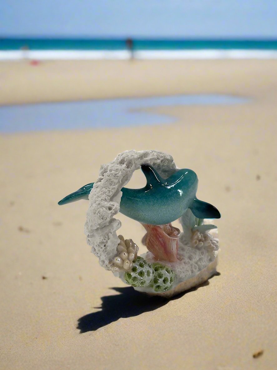 Dolphin Figurine in Coral Reef