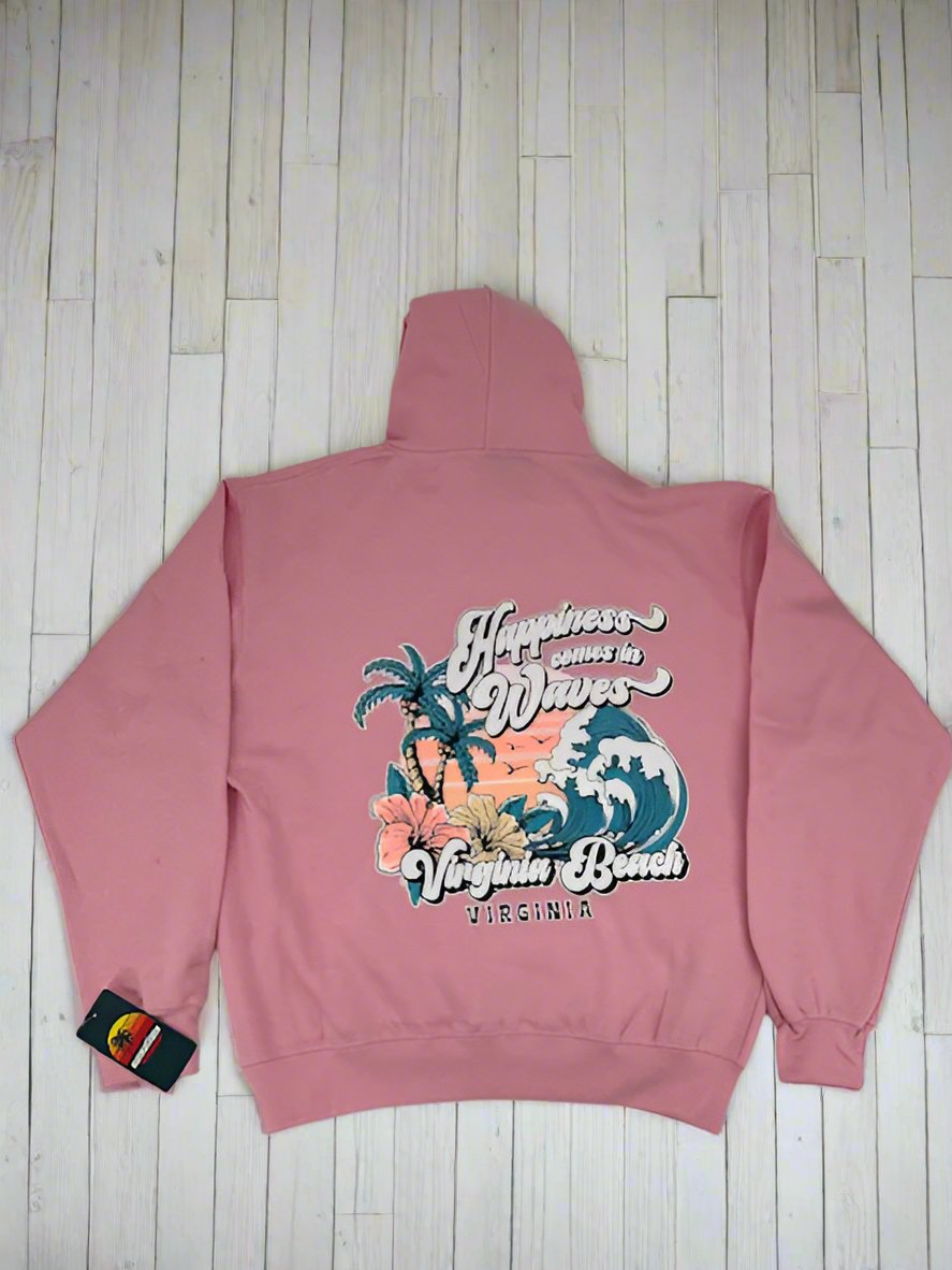 Adult Pullover Hoody Happiness Comes In Waves