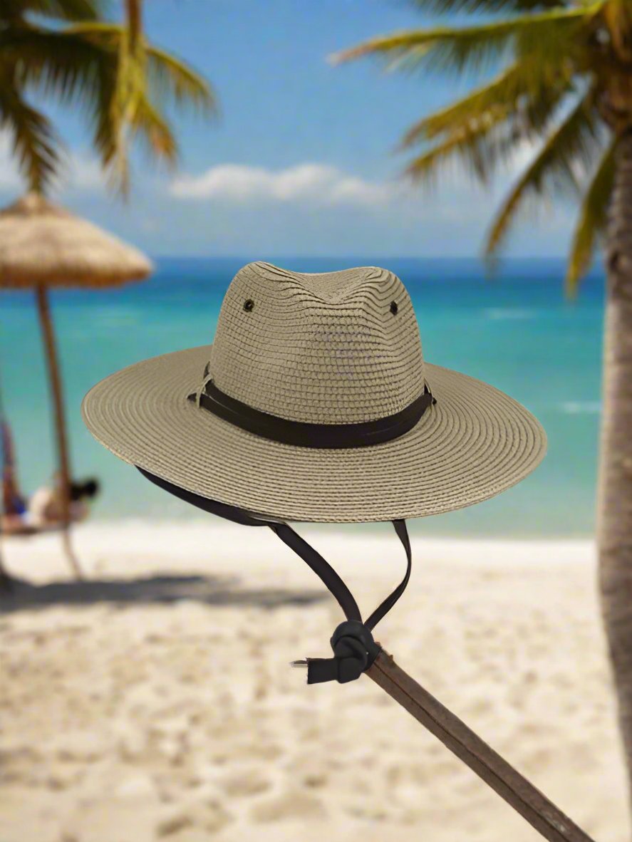 Men's Straw Safari Hat with Trim