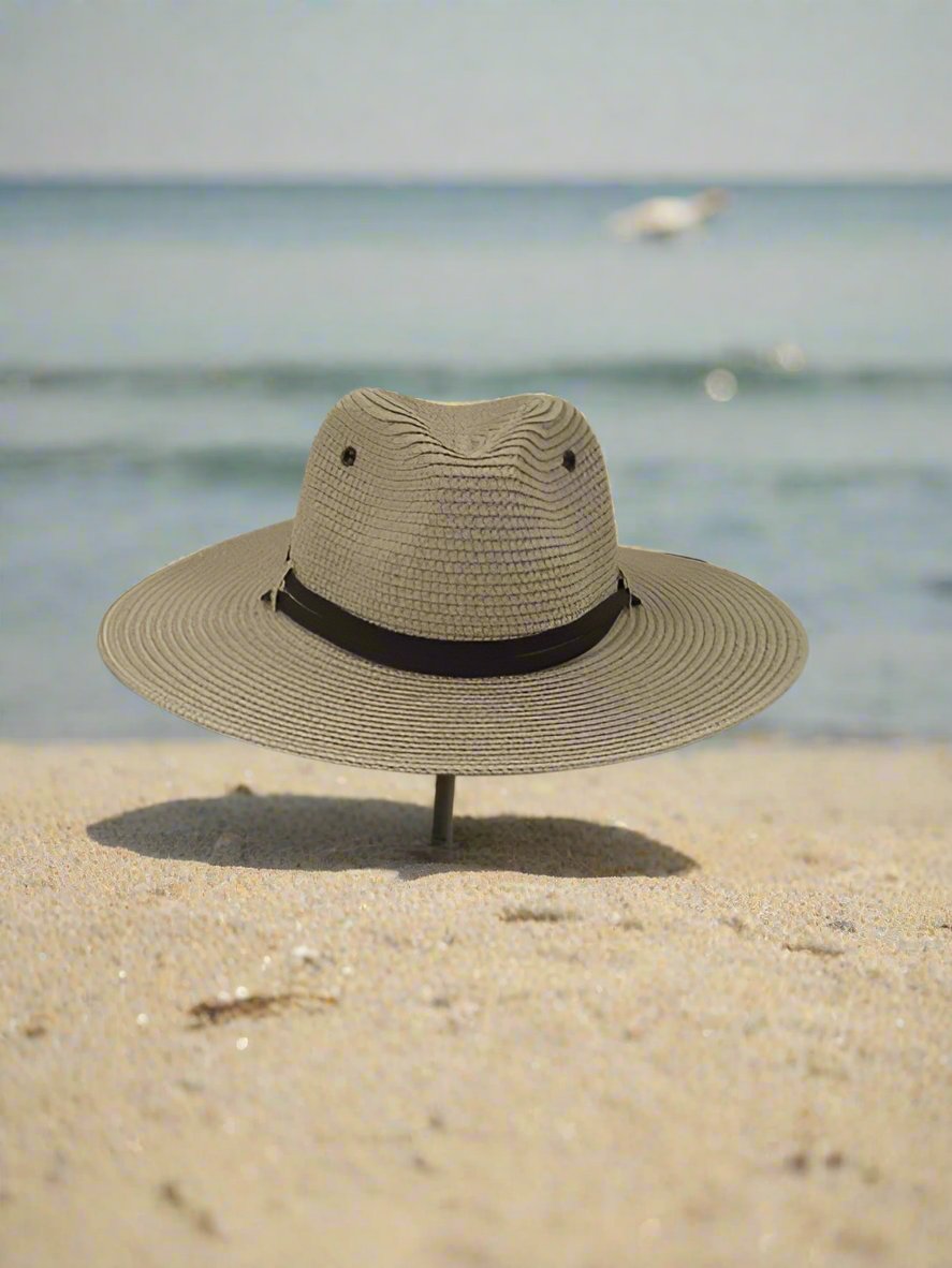 Men's Straw Safari Hat with Trim
