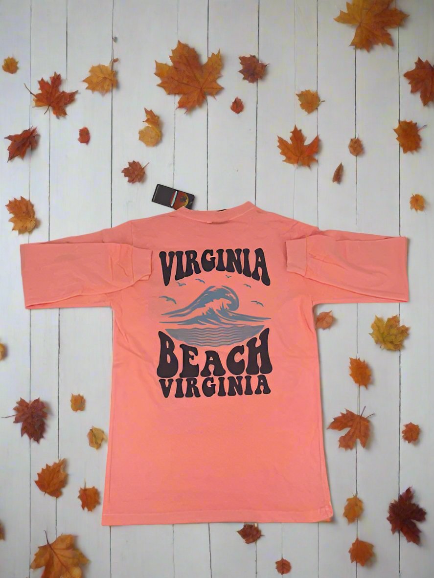 Adult Long Sleeve Wave Virginia Beach Print
