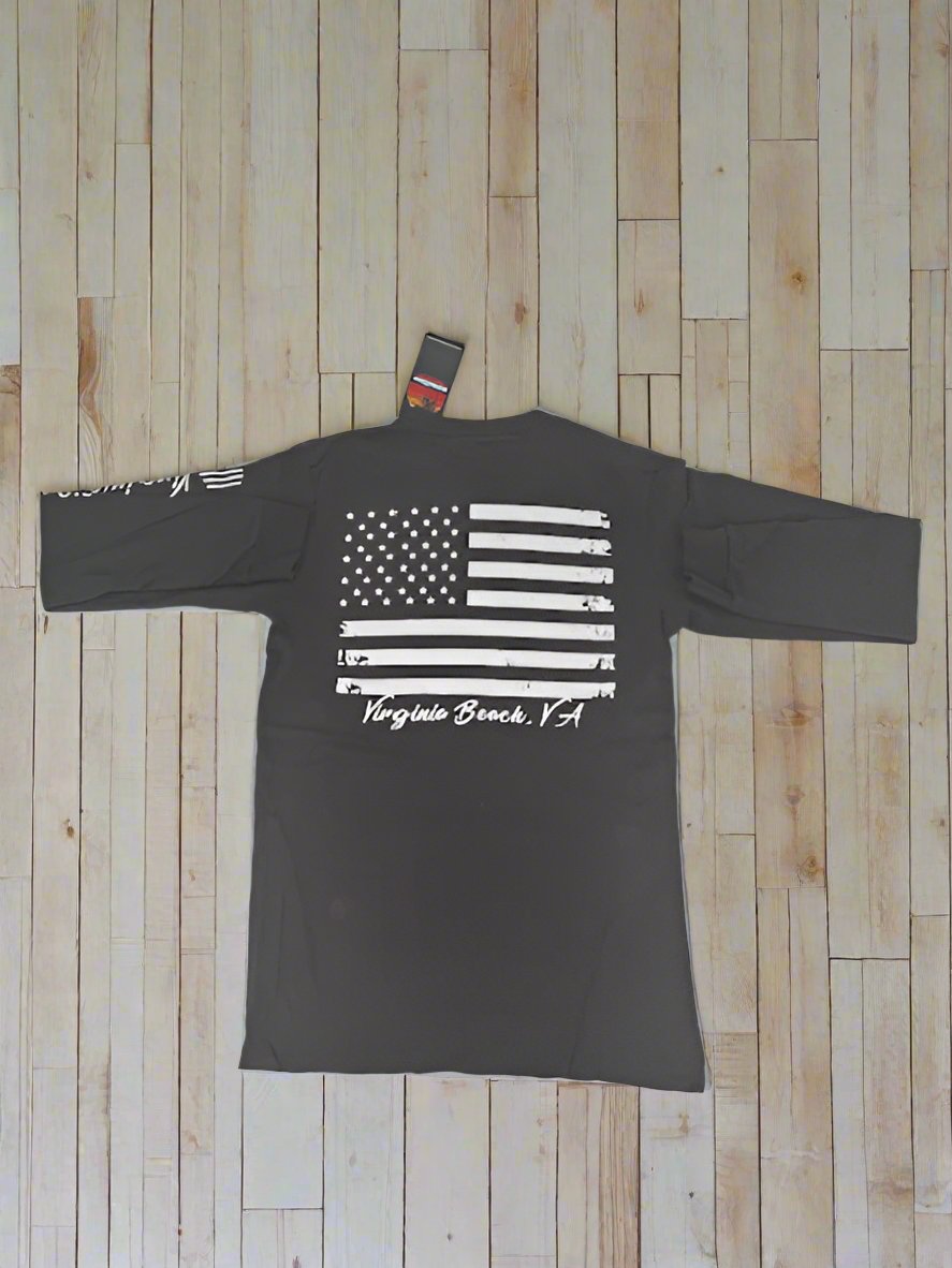 Long Sleeve T-Shirt American Flag & City Print