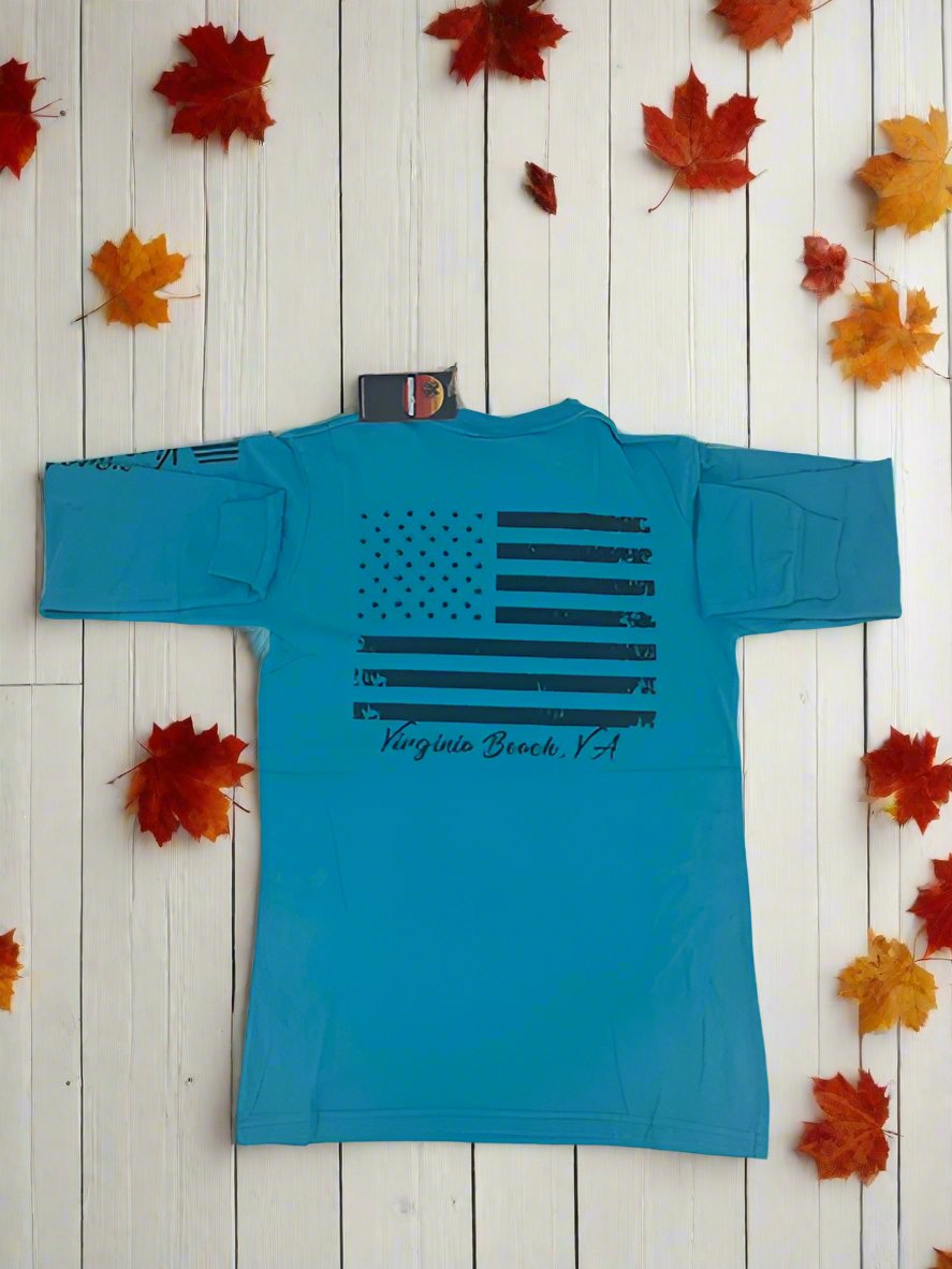 Long Sleeve T-Shirt American Flag & City Print