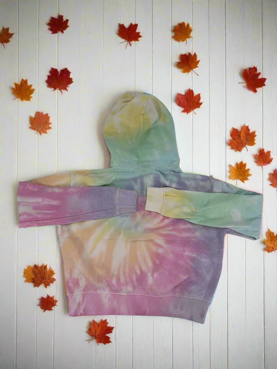 Crop Top Tie Dye Hoody Burnout Virginia Beach Print