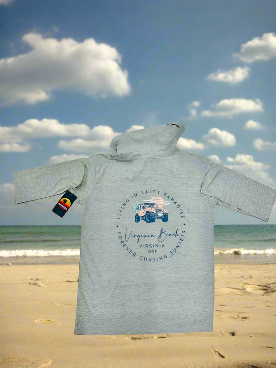 Adult Hooded Long Sleeve Shirt - Living in Salty Paradise & Forever Chasing Sunsets Design