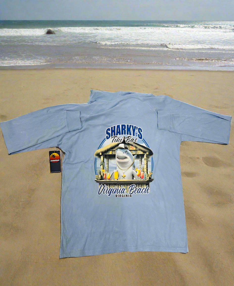 Soft Long Sleeve Hooded Tee Mineral Wash Sharky's Tiki Bar
