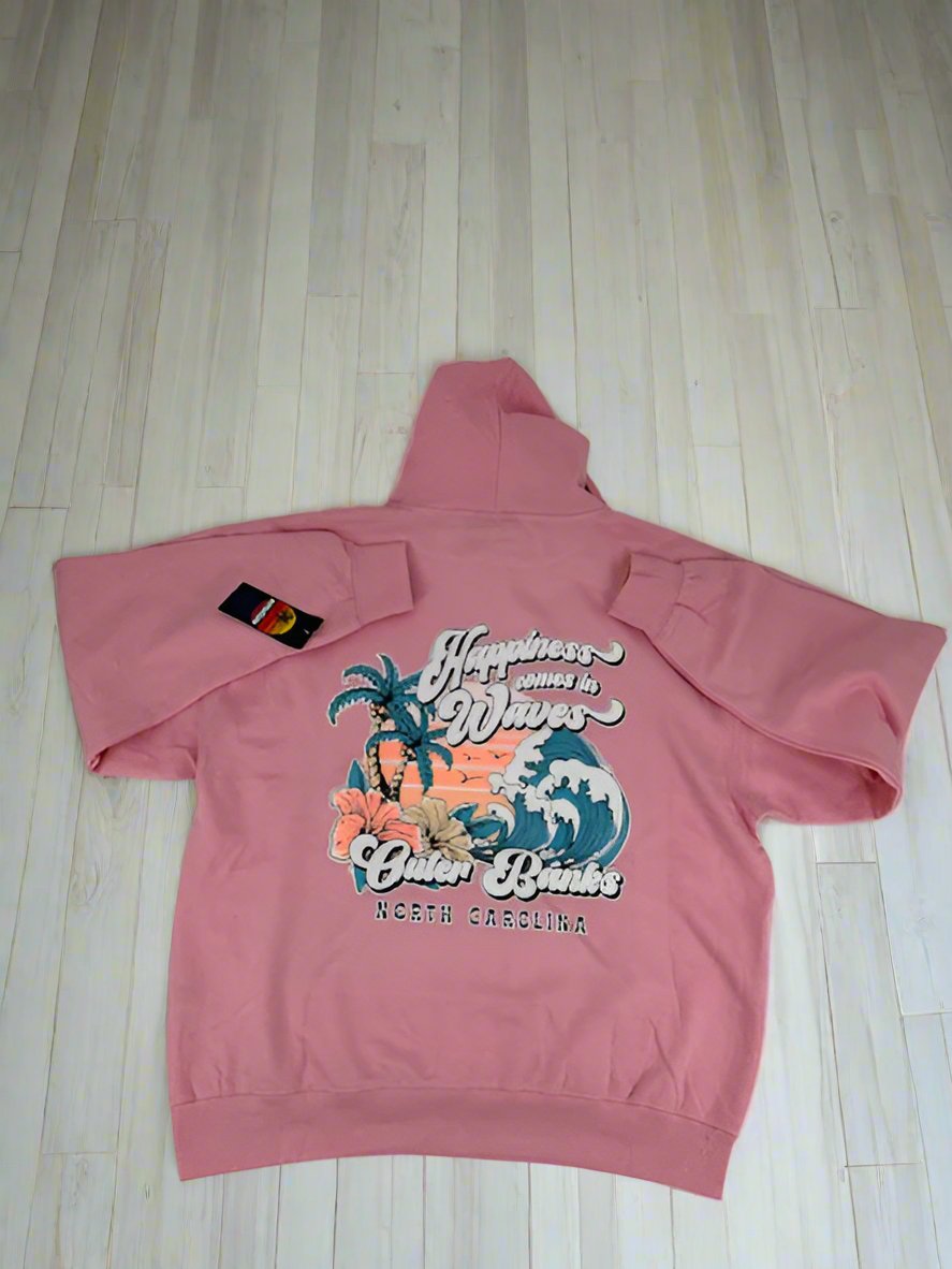 Adult Pullover Hoody Happiness Comes In Waves