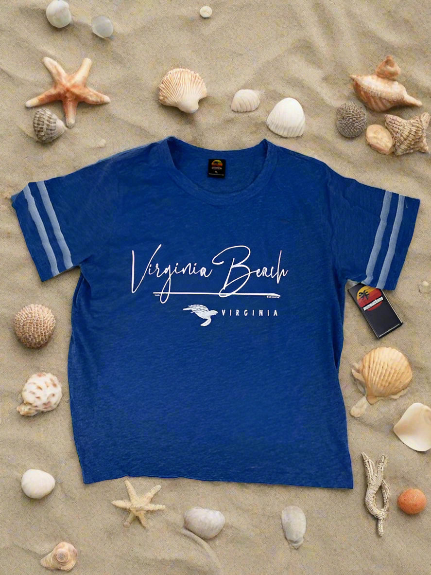 Women's Burnout Stripe Tee – Virginia Beach Turtle Print