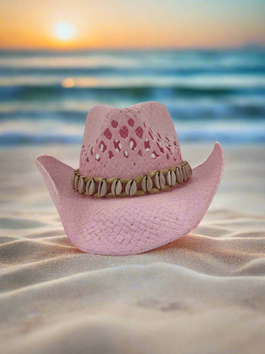 Women's Cowboy Hat Pink with Shells