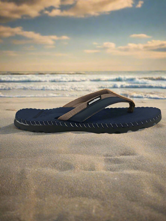 Men's Blue Flip Flops Two Tone Strap