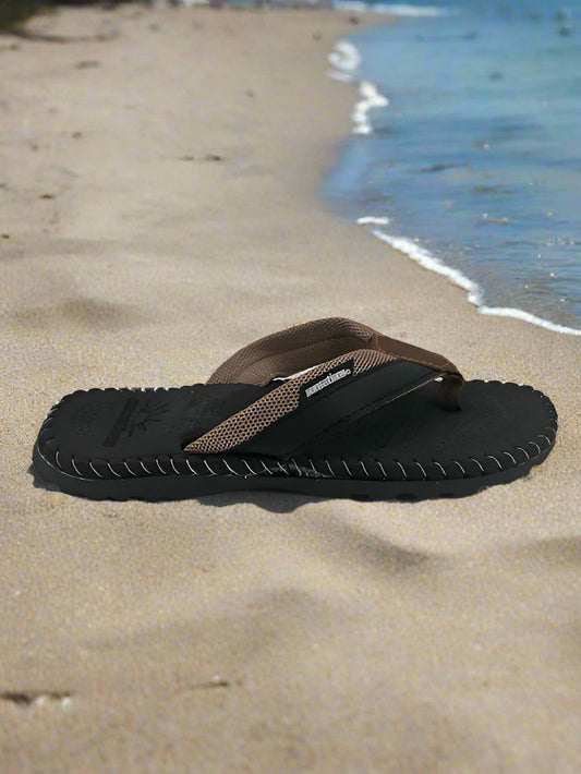 Men's Black Flip Flops Two Tone Strap