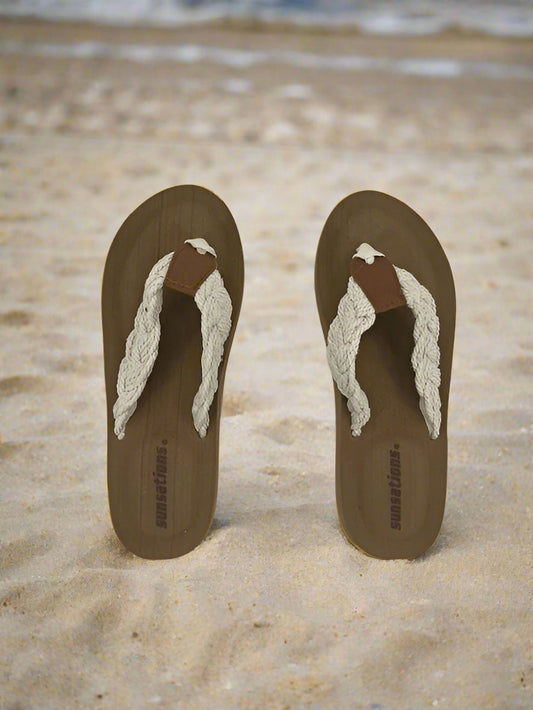 Women's Flip Flop White Braid Solid