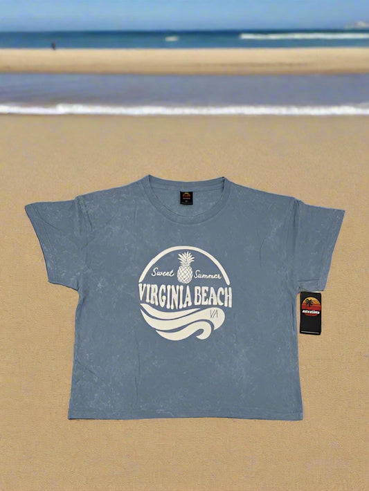 Women's Mineral Washed Tee Shirt Light Blue
