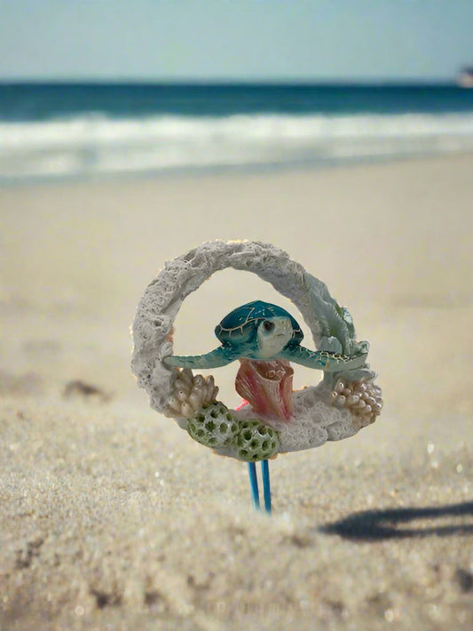 Turtle Figurine in Coral Reef