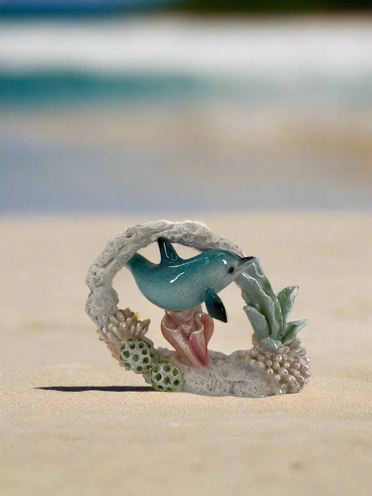 Dolphin Figurine in Coral Reef