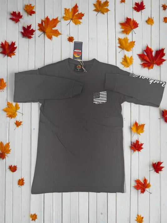 Long Sleeve T-Shirt American Flag & City Print