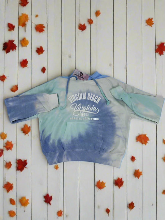 Crop Top Tie Dye Hoody Burnout Virginia Beach Print