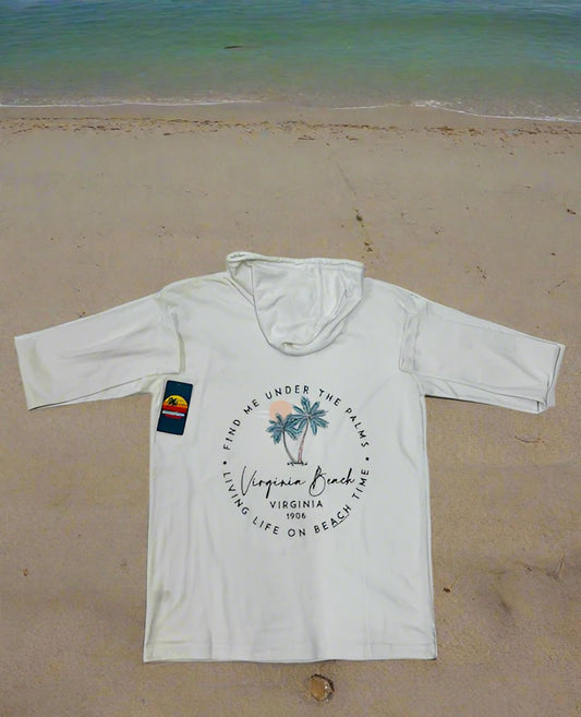 Adult Hooded Long Sleeve Shirt - Find Me Under the Palms & Living Life on Beach Time