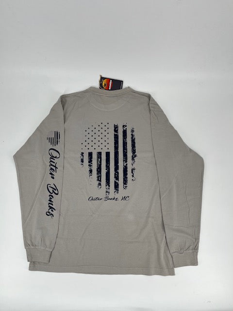 Long Sleeve T-Shirt American Flag & City Print